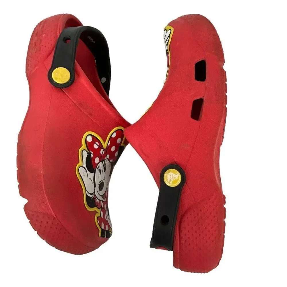 Crocs Minnie Mouse Disney girls red size 2 youth